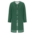 thumbnail image 4 of Ovzne Robes d'Été pour Femmes 2025 Robe Mode Blouse Unie à Manches Longues pour Femme Manteau Imprimé Sans Manches Robe Mini à Col en V Robe d'Été à Manches Longues Imprimée Liquidation, 4 of 4