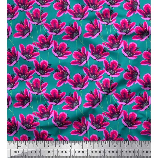 Soimoi Rayon Fabric Artistic Floral Print Fabric by the Yard 56 Inch Wide