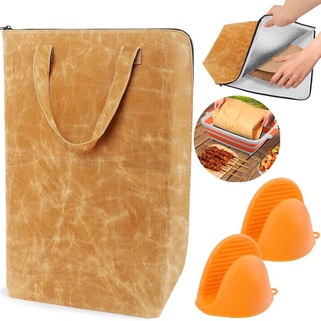 Produce Storage BBQ Blanket Insulated Meat Resting Bag Reusable Foldable & Lightweight Bbq Blanket For Resting Meat To Control Heat Loss And Retention Meat Resting Blanket Gloves For BBQ Yellow