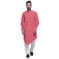 thumbnail image 1 of Atasi Kurta Long Asymétrique en Coton à Col Mandarin pour Garçons, Tenue Décontractée, 1 of 1