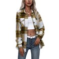 thumbnail image 1 of Women Plaid Flannel Shirt Jacket Button Down Lapel Long Sleeve Shacket Cardigan Coats Fall Spring Clothes, 1 of 5