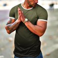 thumbnail image 3 of BOBOGOJP T-Shirt Ajusté pour Homme, Doux, à Manches Courtes, T-Shirts Classiques à Col Rond, T-Shirt Décontracté Basique (Vert Armée, TG), 3 of 4