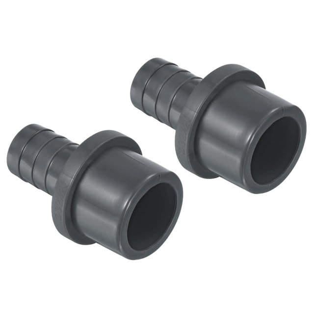 Unique Bargains UPVC Reducer Pipe Fitting 32mm OD 20mm Barbed, 2 Pack Straight Coupling Adapter Connector, Grey