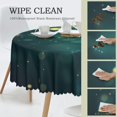 thumbnail image 3 of Nappe Ronde Flocon de Neige Sarcelle Hiver Noël 60 Pouces Couverture de Table pour Salle à Manger Tissu Polyester avec Bords Festonnés Résistant aux Taches Cuisine Pique-Nique Fête Restaurant Décoration, 3 of 5