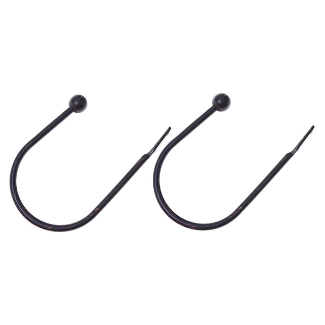 IH Casa Decor Metal Curtain Holdback Set Sphere Black Copper with two black copper metal holdbacks featuring curved hooks and spherical ends, designed as drape accessories for securing curtains, with a matte finish and easy installation.
