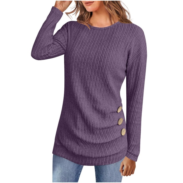 Women's Ribbed Sweater Set 2025 - Long Sleeve Tunic Leggings | Button Front Knit Pullover