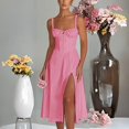 thumbnail image 2 of 2025 Robe d'Été Confortable Ample à Col Montant pour Femmes Couleur Unie à Manches Courtes Robe Grande Taille pour Femmes Robe Longue Décontractée, 2 of 5