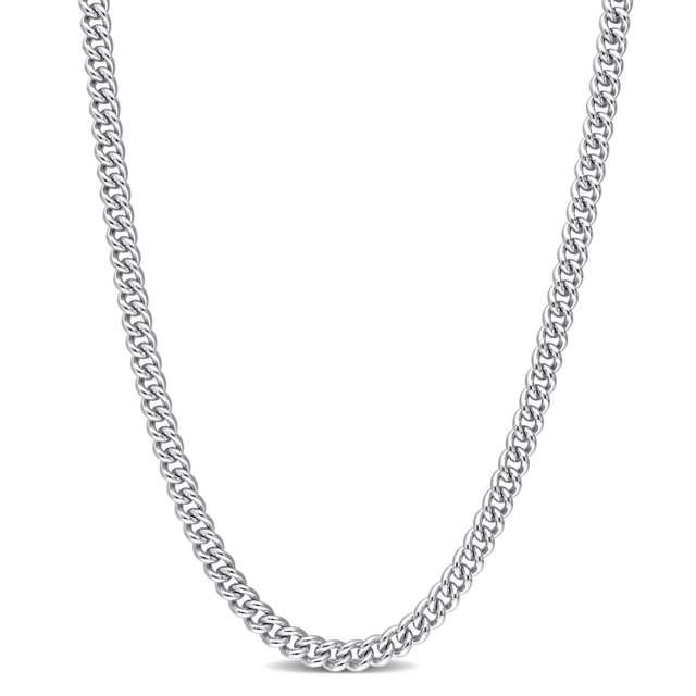 Miabella Collier à Maillons Gourmette en Argent Sterling avec Maillons Gourmette en Argent Sterling Polis à Haute Brillance de 4,4 mm de Large et Fermoir Mousqueton, Fabriqué en Italie, Montré dans une Vue avant Centrée, Convient pour Ajouter une Touche d'Élégance à Tout Style.