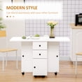 thumbnail image 4 of HOMCOM Table à Manger Pliable, Table de Cuisine Roulante avec Tiroirs, Armoire, 4 of 10