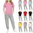 thumbnail image 1 of Qtocio Big Girls 2 Piece Outfits Solid Color Short Sleeve Tee Tops and Long Pants Casual Daily Style Lightweight Soft Summer Matching Set for Kids, 1 of 5