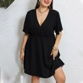 thumbnail image 1 of EGNMCR Robes de Fête pour Femmes Femmes Grande Taille Été Décontracté Manches Courtes Col en V Manches Imprimées Robes Robe Ample, 1 of 7