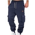 thumbnail image 1 of AherBiu Sweatpants For Men Fleece Lined Drawstring Elastic Waisted Joggers With Multi Pockets Outdoor Gym Workout Cargo Pants, 1 of 6