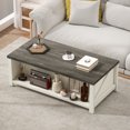 thumbnail image 5 of CoSoTower Farmhouse Coffee Table with Drawer, Open Storage Shelf for Living Room, Dining Room, Office, Distressed White, 5 of 5