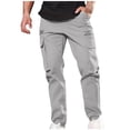 thumbnail image 2 of LSLJS Men Casual Multiple Pockets Outdoor Straight Type Fitness Pants Cargo Pants Trousers, 2 of 6