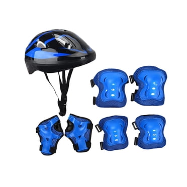 Lipstore 7Pcs/Set Kids Bike Helmet Roller Skating Helmet Skateboard Helmet for Skateboard Blue