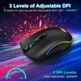 thumbnail image 3 of APPIE M06 Wireless Gaming Mouse, Rechargeable Computer Mouse Mice with Rainbow Backlit Lights, 3 DPI Levels, 6 Silent Buttons, USB 2.4GHz Optical Mice for PC Gamer Laptop Desktop Chromebook Mac, 3 of 9