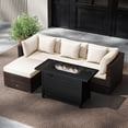 thumbnail image 4 of Costway 5 PCS Patio Furniture Set Heavy-duty Frame Rattan Sofa Set with 60,000 BTU Firepit Table White, 4 of 10