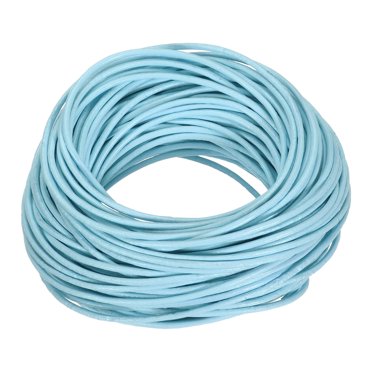 Unique Bargains Cordon Rond en Cuir de 20 Yards, 2 mm, pour Lacets, pour Bricolage, Bleu Ciel