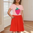 thumbnail image 1 of LOVZFMLL Girls' Summer Flower Print Short Sleeve Ruffled Pockets Round-Neck Printed Dress For Kids, 1 of 4