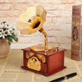 thumbnail image 4 of Phonograph Music Box Creative Vintage Wood Music Box for Birthday Christmas Gift, 4 of 5
