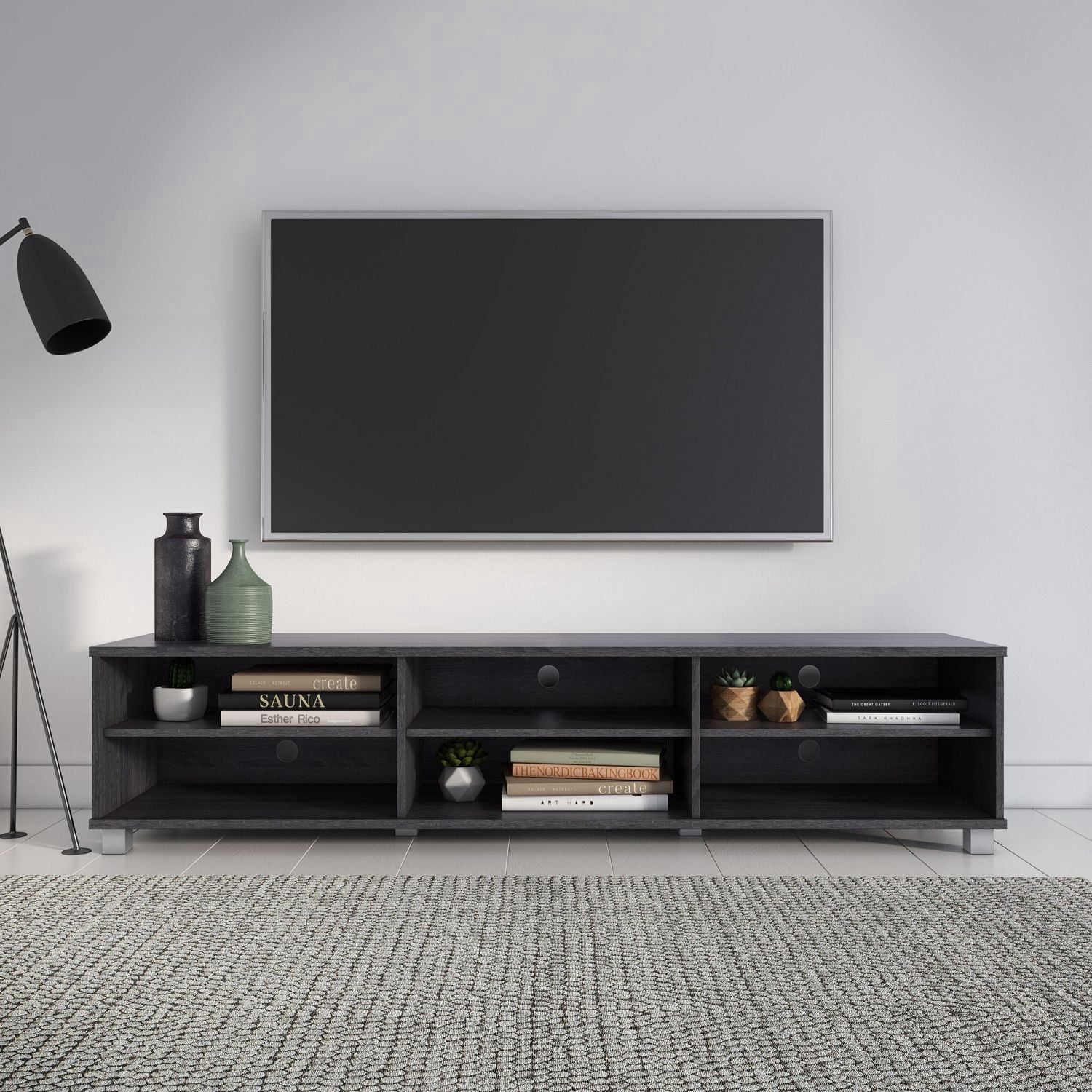 CorLiving Hollywood Modern TV Stand with Open Adjustable Shelves for Most TVs up to 85 inch