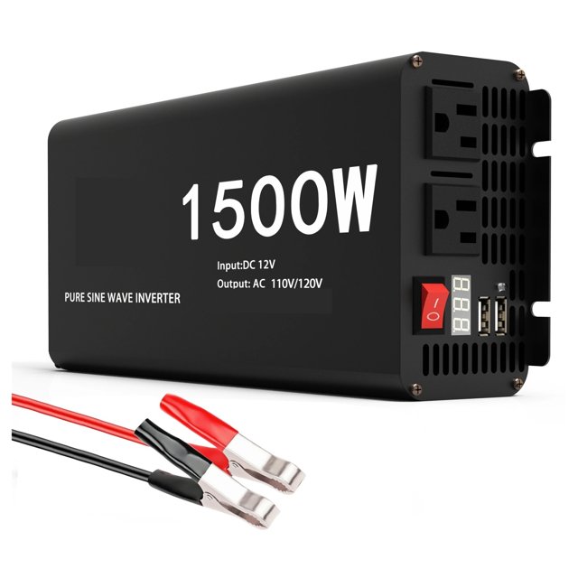 3000W Pure Sine Wave Power Inverter 12V to 110 V AC with Outlets USB Type-C ,Easy to Use