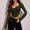 Green, variant on Women's Fashion Short Cropped Long Sleeve T Shirt Square Neck Mesh Backless Bodycon Top with Leather Trim Elegant Stylish Casual Blouse