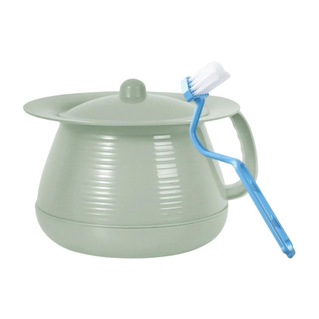 Tachiuwa Portable Spittoon Bedside Urinal Portable Handle Multifunction with Brush Toilet green