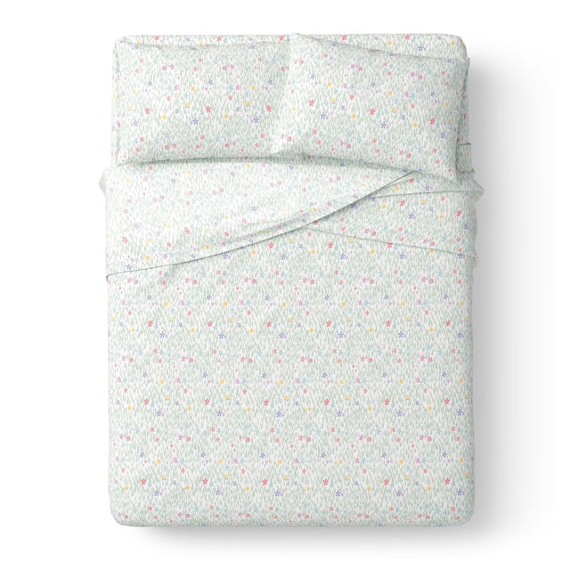 Mainstays Kids 220TC Cotton Garden Queen, 4 Piece Sheet Set