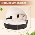 thumbnail image 3 of Gymax Lit de Jour Rond pour Patio en Rotin PE avec Coussins, Sectionnel, avec Auvent Rétractable, Extérieur, 3 of 7