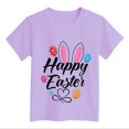 thumbnail image 4 of PMVFHDE Tenue de Pâques Fille T-Shirt Graphique de Pâques / Imprimé Lapin et Oeuf Manches Courtes Col Ras du Cou / T-Shirt de Fête en Coton Doux pour Tout-Petit / Tenue Décontractée Printemps Été Violet,6-7 Ans, 4 of 4