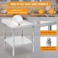 thumbnail image 4 of GloryStar NSF Certified Stainless Steel Commercial Work Table, Adjustable Height Legs, 400 Lbs Capacity, 2" Edge Baffle, 4 of 7