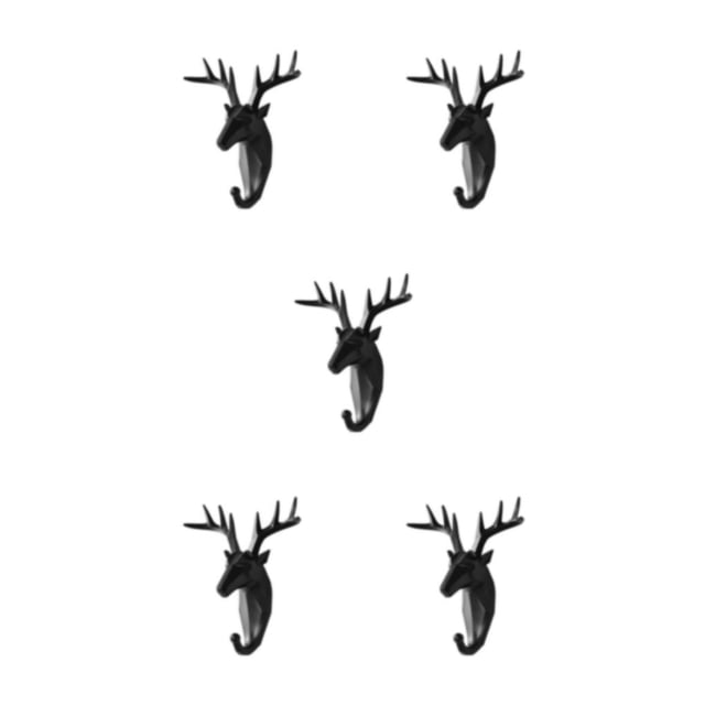 mmirethe Coat Hooks Made Of Resin Ensuring Long-lasting Not Easy To Wear. Easy To Install black (deer) 5Set