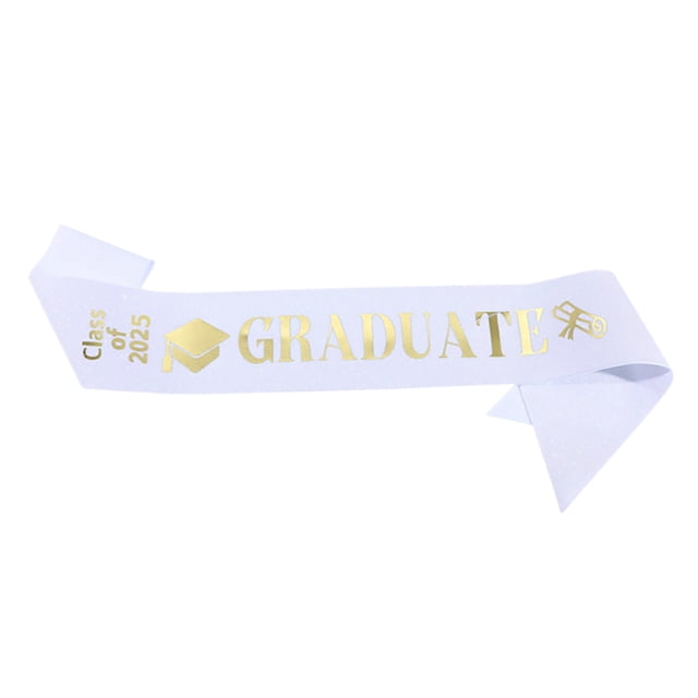 Class Of 2025 Graduation Sash With Gold Glitter Letters Elegant Satin Stole For Party Cheer Celebrations