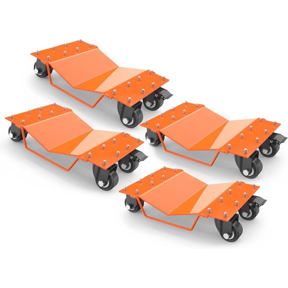 Heavy Duty Car Wheel Dolly Set, 8000LBS Car Moving Dolly, Wheel Dollies Car Tire Stake Set of 4 Piece, Car Tire Dolly Cart Moving Cars, Trucks, Motorcycles, Boats, Orange