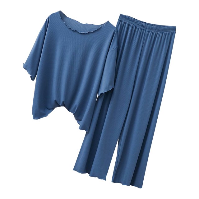 Ensembles de Pyjama pour Femmes 2 Pcs, Tenue d'Intérieur Décontractée Ample à Manches Courtes et Pantalon pour Femmes, Ensembles de Pyjama