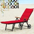 thumbnail image 4 of Topbuy Chaise Longue d'Extérieur en Rotin Osier avec Roues - Ensemble de 1, Rouge, 4 of 10