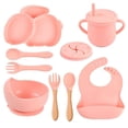 thumbnail image 1 of AMERTEER 9Pcs Children‘S Silicone Tableware Set Baby Non-Slip Divided Children‘S Plate Bowl With Suction Cup, 1 of 5