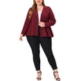thumbnail image 2 of Agnes Orinda Women's Plus Size Blazer Button Notch Panel Ruffle Peplum Blazers 5X Burgundy, 2 of 7