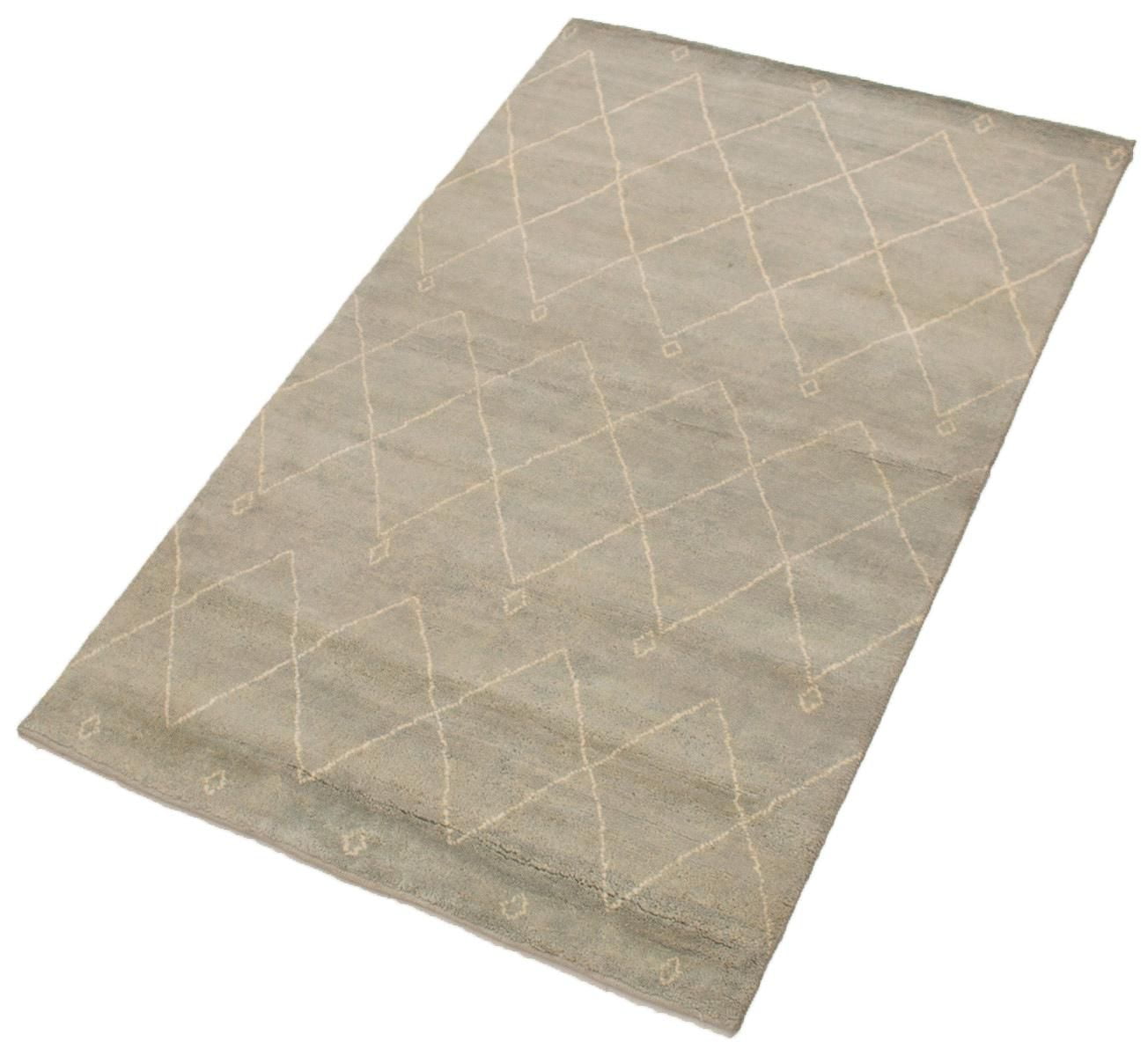 ECARPETGALLERY 5'2" x 8'0" Moroccan Tangier Hand-knotted Area Rug for Living Room, Dining Room and Bedroom in Grn