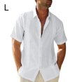 thumbnail image 4 of ziyahi Traveling Casual Style Men's Button Down Shirt Summer Pool Party Solid Color Simple Design Slim Fit Tops Daily Clothes White L, 4 of 5