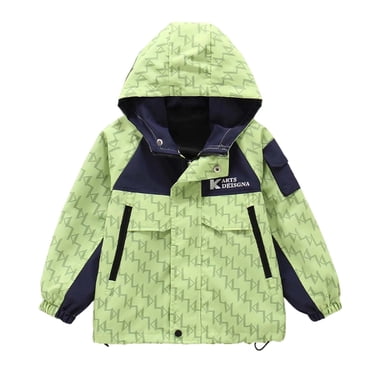 GPOECD Boys Jacket Spring Autumn Casual Outdoor Windbreaker Fall Coats for Kids Age 6-15 Lightweight Hooded Green,6-7 Years