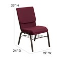 thumbnail image 2 of HERCULES Series 18.5''W Church Chair in Burgundy Patterned Fabric with Book Rack - Gold Vein Frame, 2 of 9