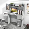 thumbnail image 2 of Gymax Computer Desk Home Office Desk w/ Raised Display Shelf & 2 Open Shelves Gray, 2 of 10