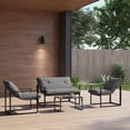 thumbnail image 2 of Outsunny Ensemble de Mobilier de Patio 4 Pcs avec Table en Verre Trempé Canapé Gris, 2 of 10
