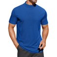 thumbnail image 2 of QATAINLAV Prime Big Sale Days, T-Shirts Décontractés pour Hommes de Couleur Unie à Manches Courtes à Col Rond Blouses d'Été Coupe Ajustée Chandails à Enfiler Blouses T-Shirts Basiques Hauts Bleu Foncé L, 2 of 8