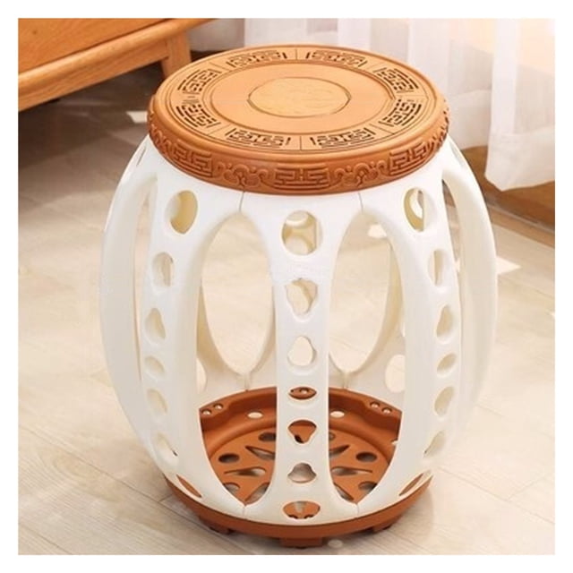 Decorative Garden Plastic Stool with Floral Cutout Design Waterproof Drum Seat for Patio,Balcony