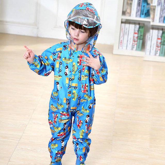XZNGL Mode Enfants une Pièce Réfléchissant Combinaison Dessin Animé Imperméable à Capuche