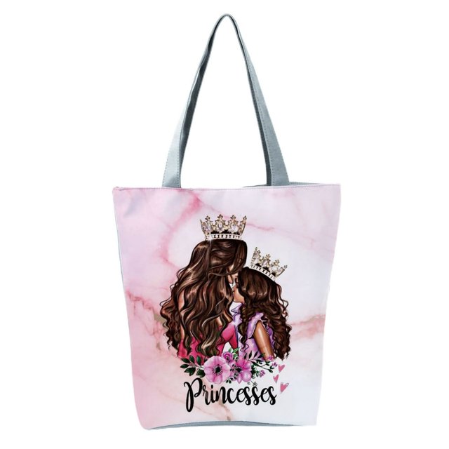Big Capacity Washable Foldable Shoulder Pouch Cute Mom Baby Print Tote Pouch for Work