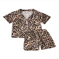 thumbnail image 1 of Kid Pajamas Set Leopard Print Long Short Sleeve Tops Shorts Trousers, 1 of 5